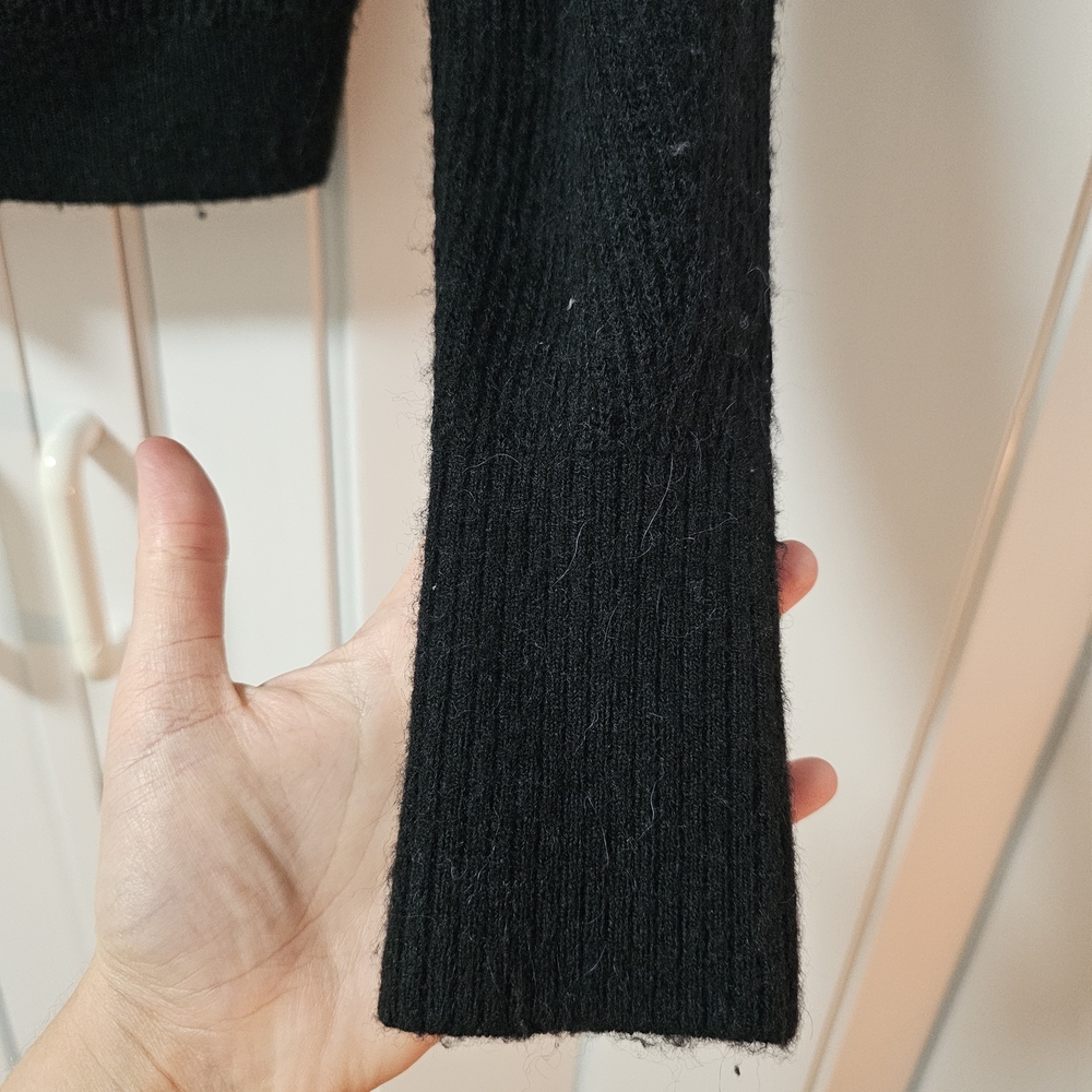 Quince Black Alpaca Bell Sleeve Cardigan Sweater Button - Picture 8 of 9